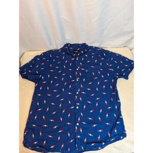 Carbon Blue Popsicle Print Short Sleeve Button Up Shirt XX-Large